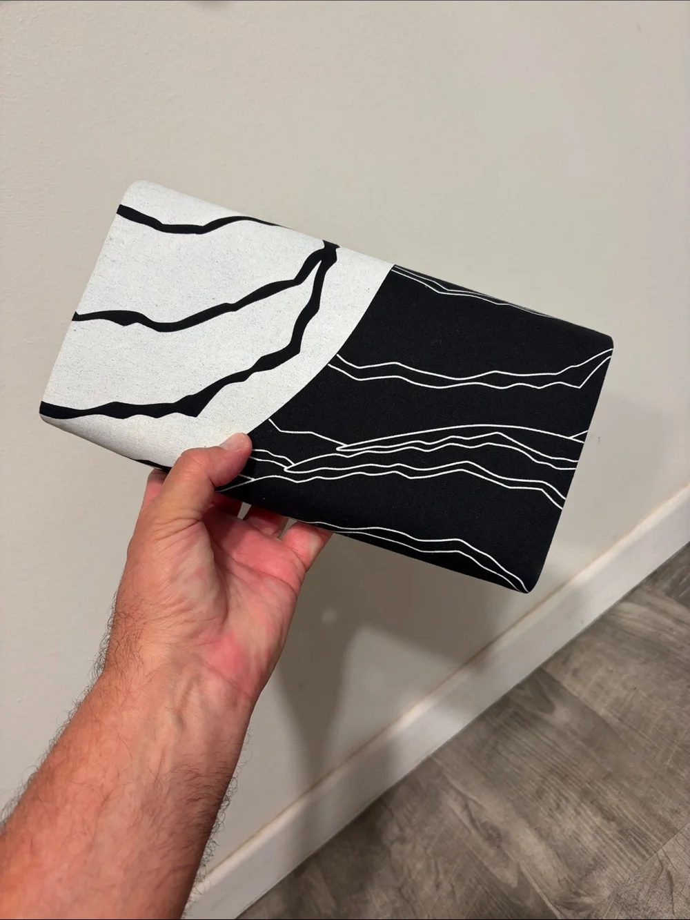 Rare find Vintage  Monochrome Spiral zig Zane Canvas Clutch